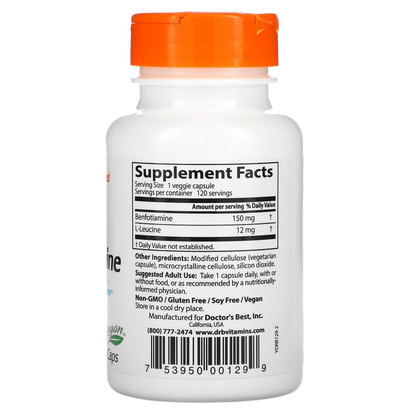 Doctors Best, Benfotiamine 150 мг (120 капс.), бенфотиамин витамин B-1 ...